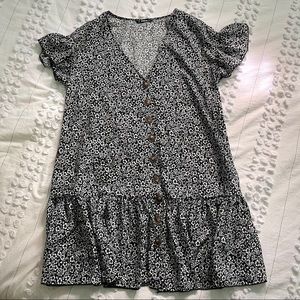Ruffle Hem Button Up Floral Dress